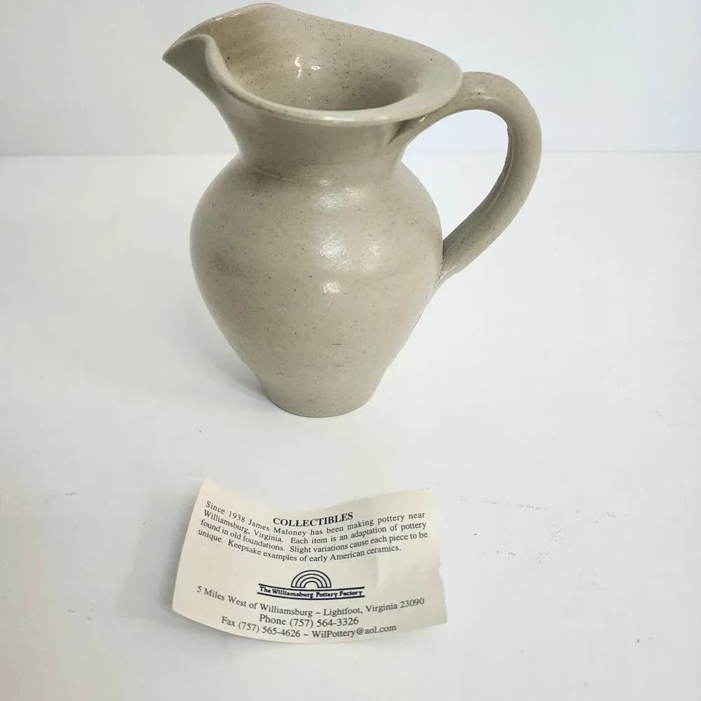Williamsburg Pottery Factory Small Salt Glaze Stoneware Pitcher‎ with Flower